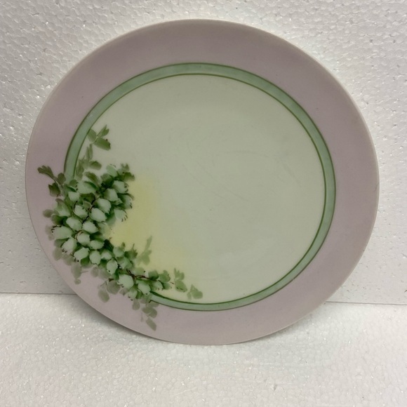 Vintage Bavarian Porcelain Plate Pink/green 8” Cottage Core - Picture 2 of 9